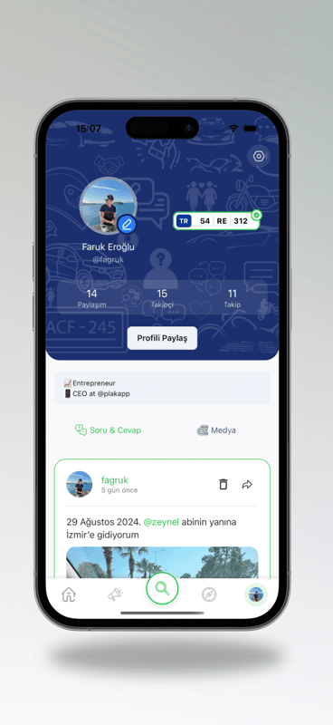 Plakapp profil ekranı